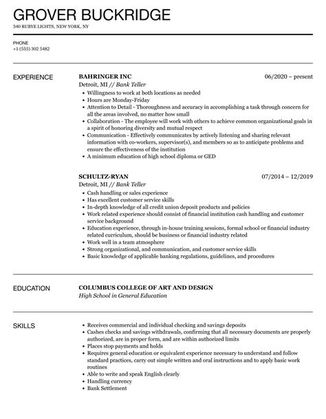 bank teller resume examples|Bank Teller Resume Examples & Samples for 2024 .